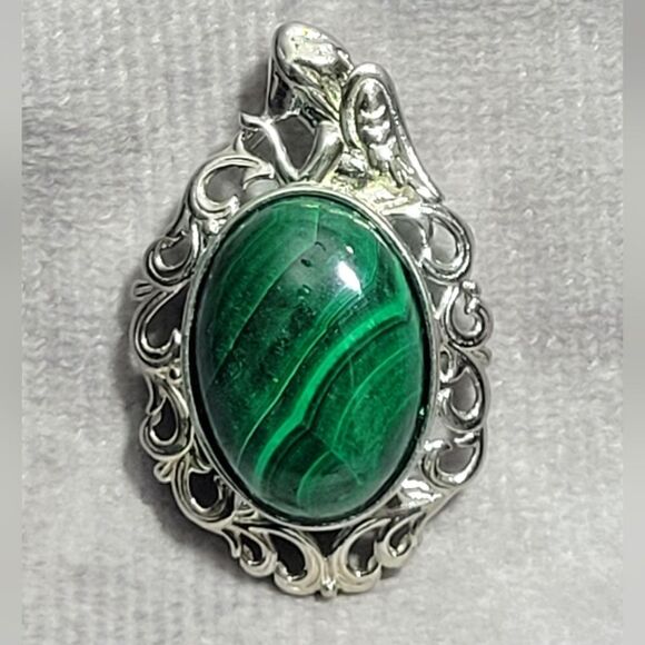 African Malachite Solitare Pendant